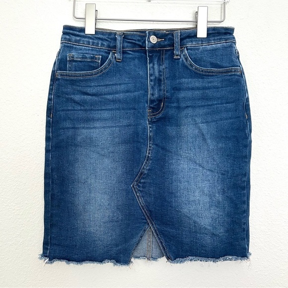 VERVET BY FLYING MONKEY Dresses & Skirts - Vervet Denim Jean Skirt Notch Slit 5 Pocket Zip Fly Summer Staple Size Small